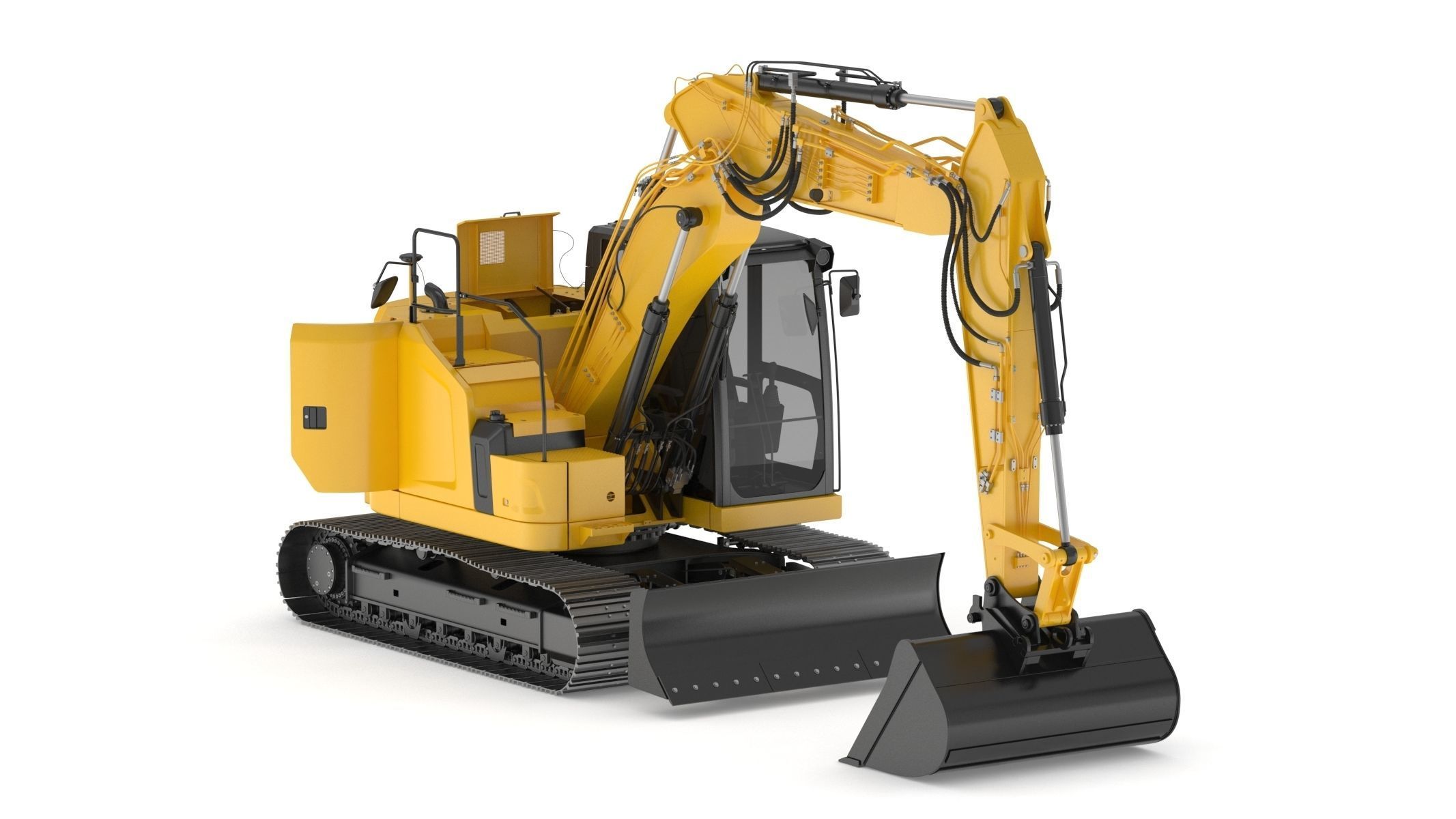 Small Excavator Triple Arm Generic 3D model_12