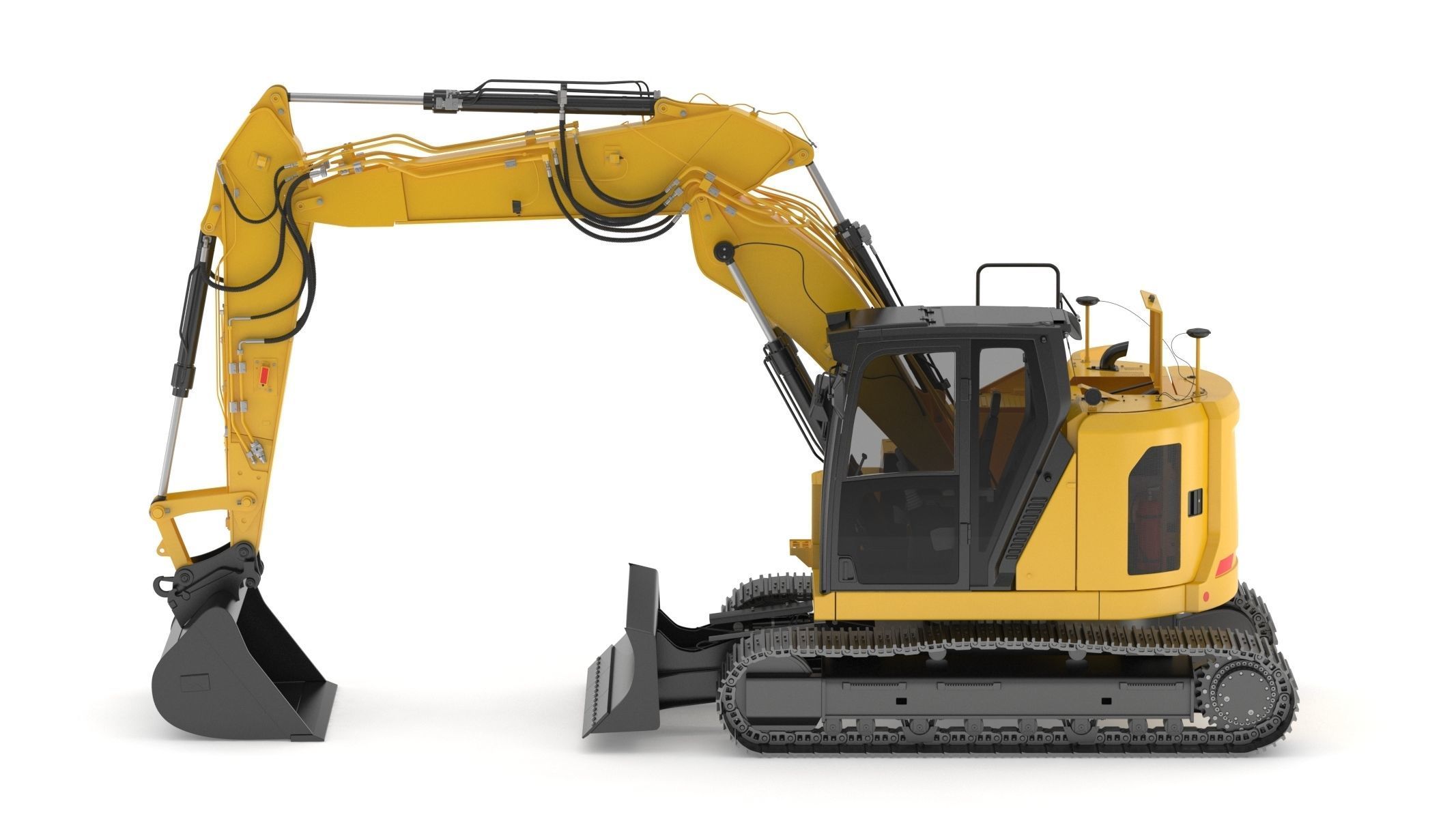 Small Excavator Triple Arm Generic 3D model_2