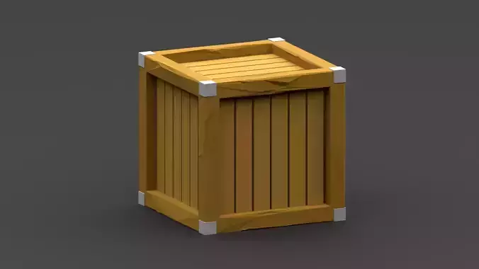 Wooden box game asstes Low-poly 3D model