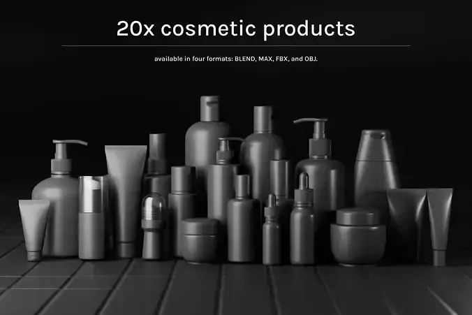Cosmetic Bottle Collection with Liquid Splashes 