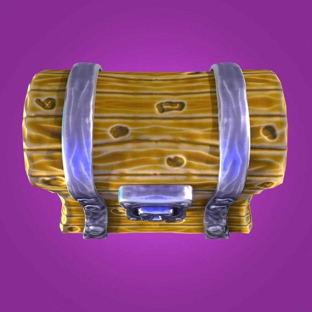 Stylized Chest Low Poly 3D model_4