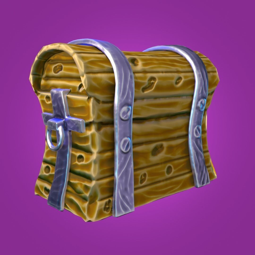 Stylized Chest Low Poly 3D model_3