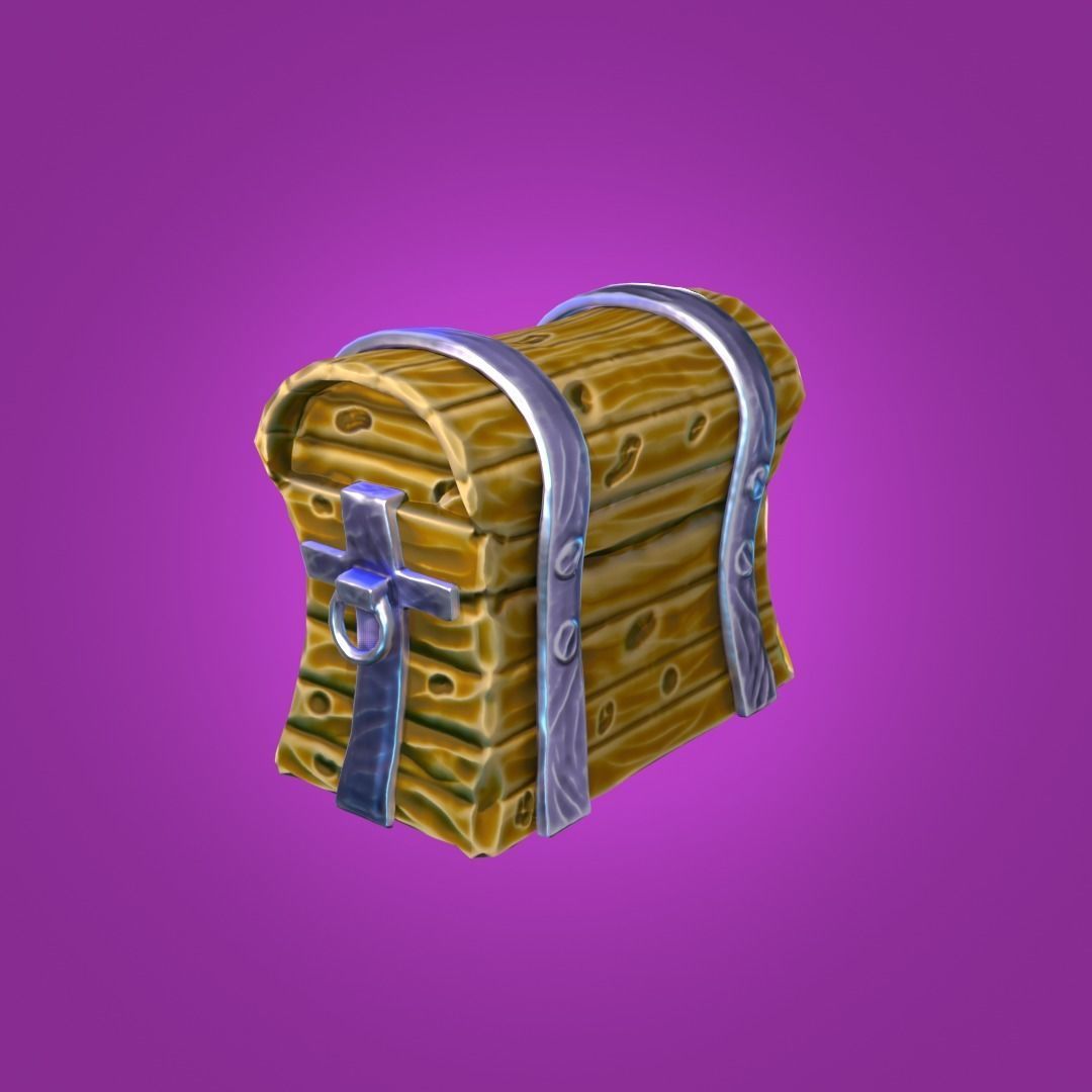 Stylized Chest Low Poly 3D model_5