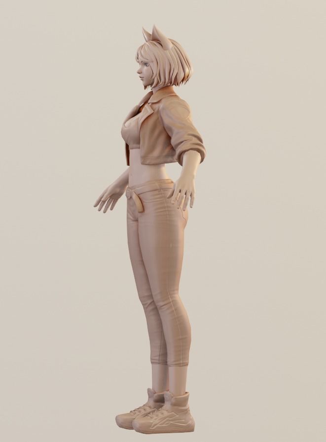 Female Base-mesh Low-poly 3D model_10