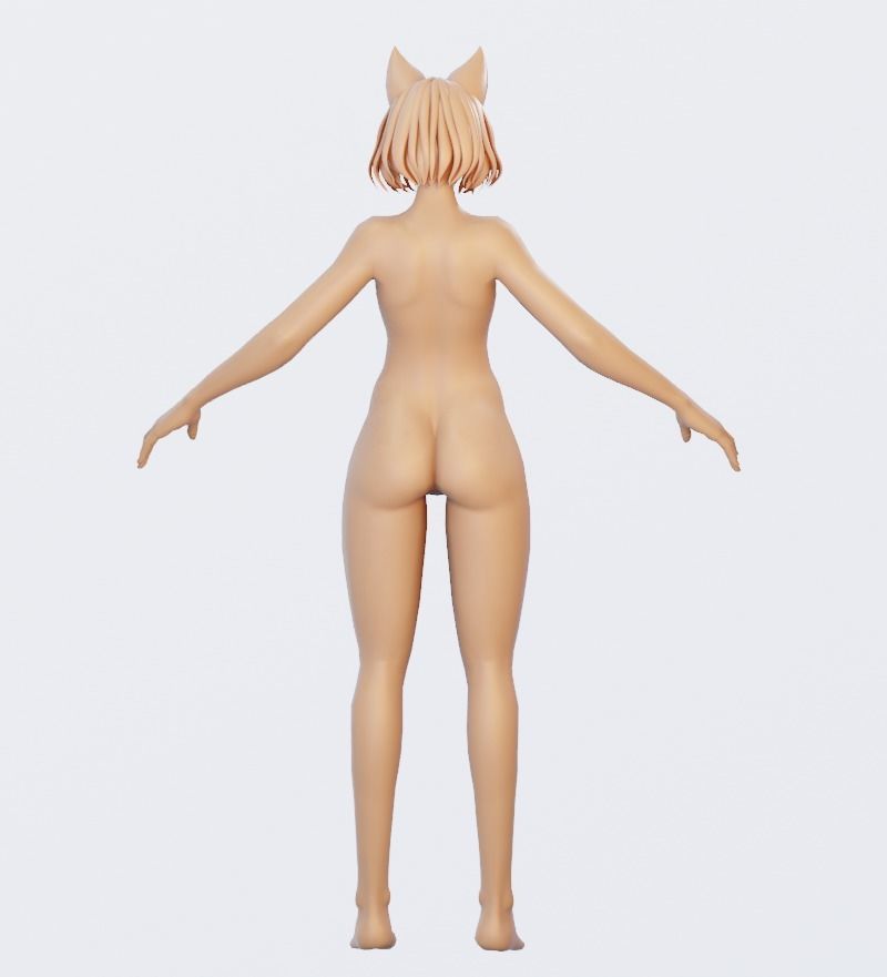Female Base-mesh Low-poly 3D model_5