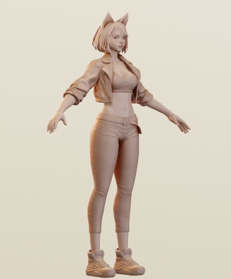 Female Base-mesh Low-poly 3D model_11