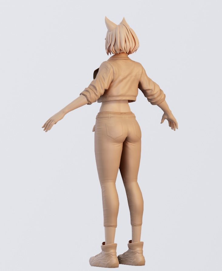 Female Base-mesh Low-poly 3D model_12
