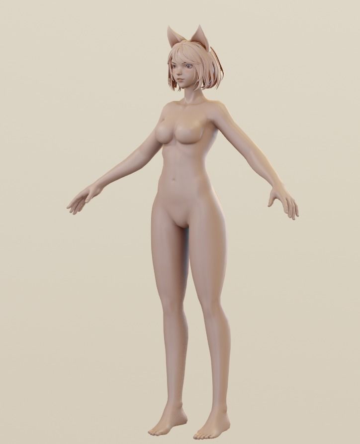 Female Base-mesh Low-poly 3D model_14