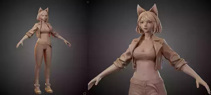 Female Base-mesh Low-poly 3D model