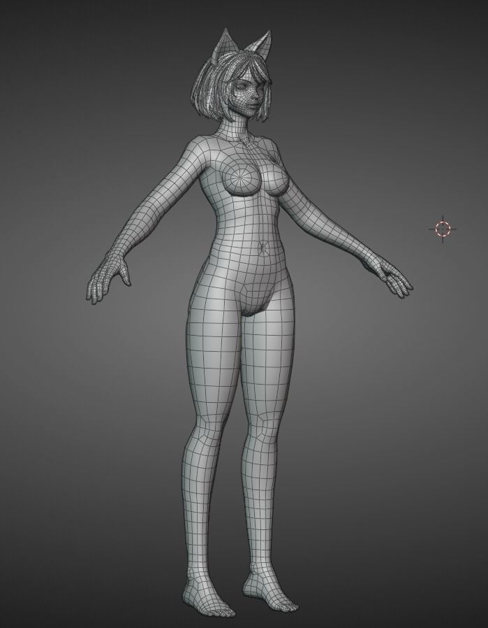 Female Base-mesh Low-poly 3D model_7