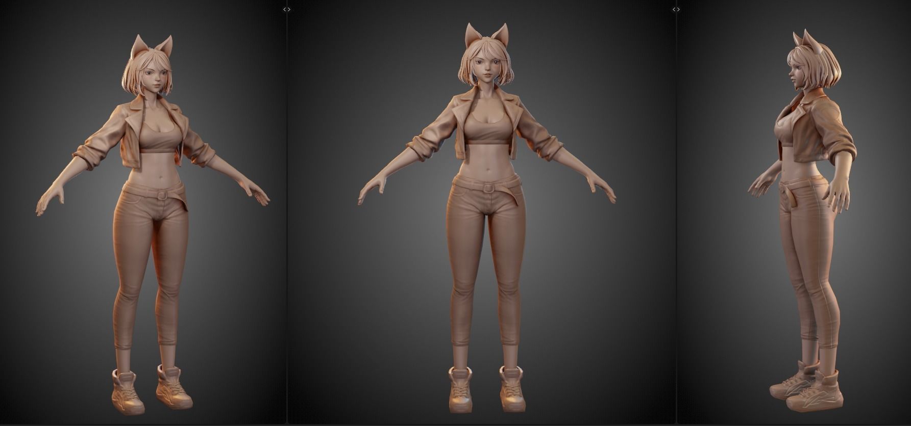 Female Base-mesh Low-poly 3D model_3