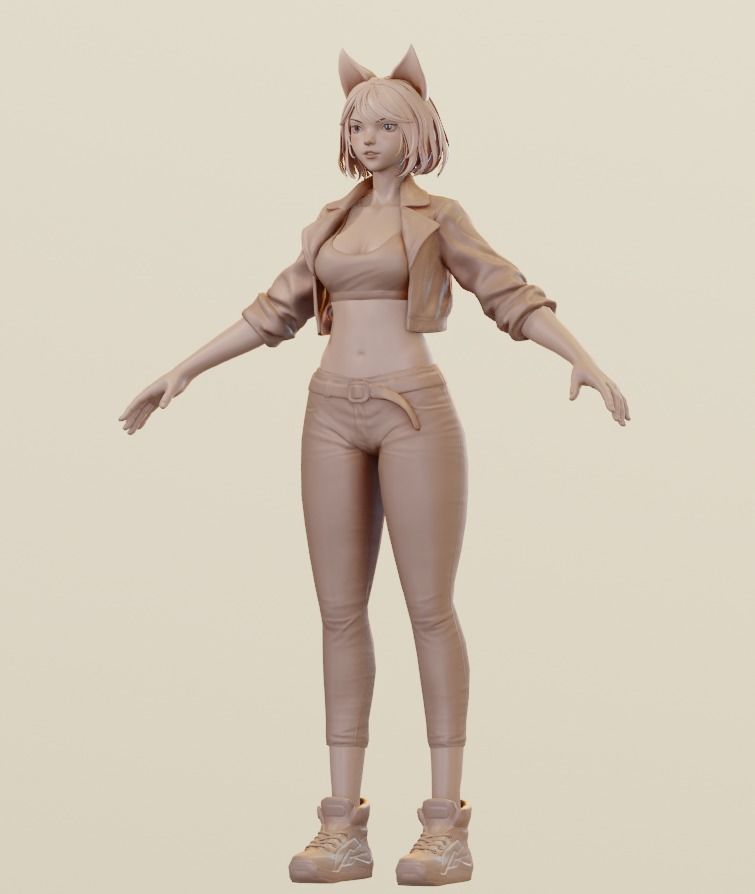 Female Base-mesh Low-poly 3D model_9