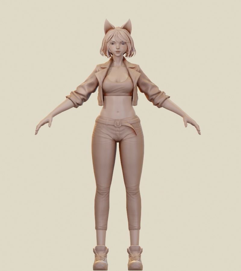 Female Base-mesh Low-poly 3D model_1