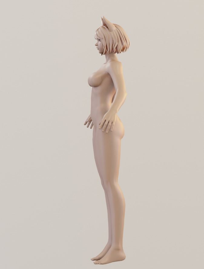 Female Base-mesh Low-poly 3D model_15