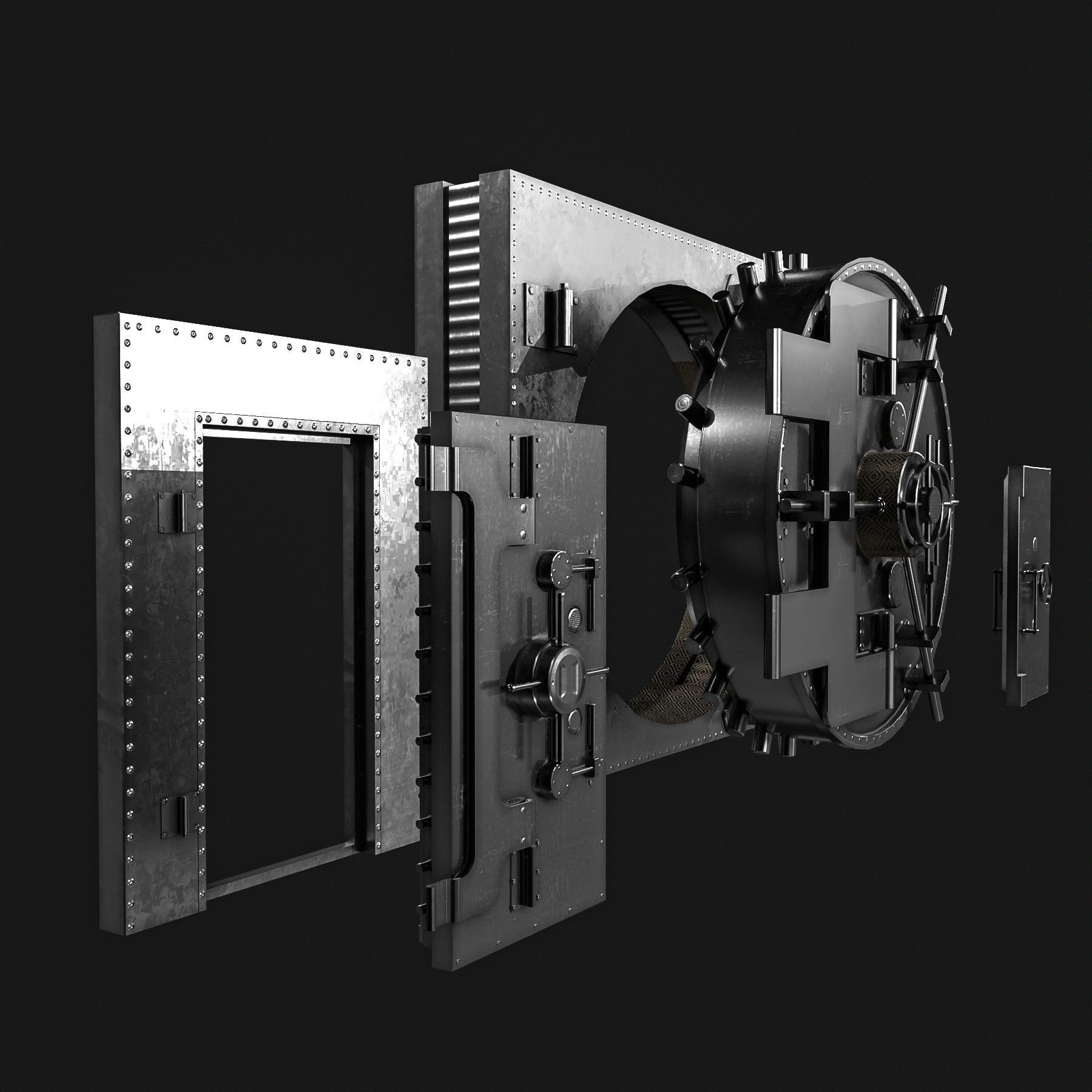 Bank Vault Door Pack Low-poly 3D model_5