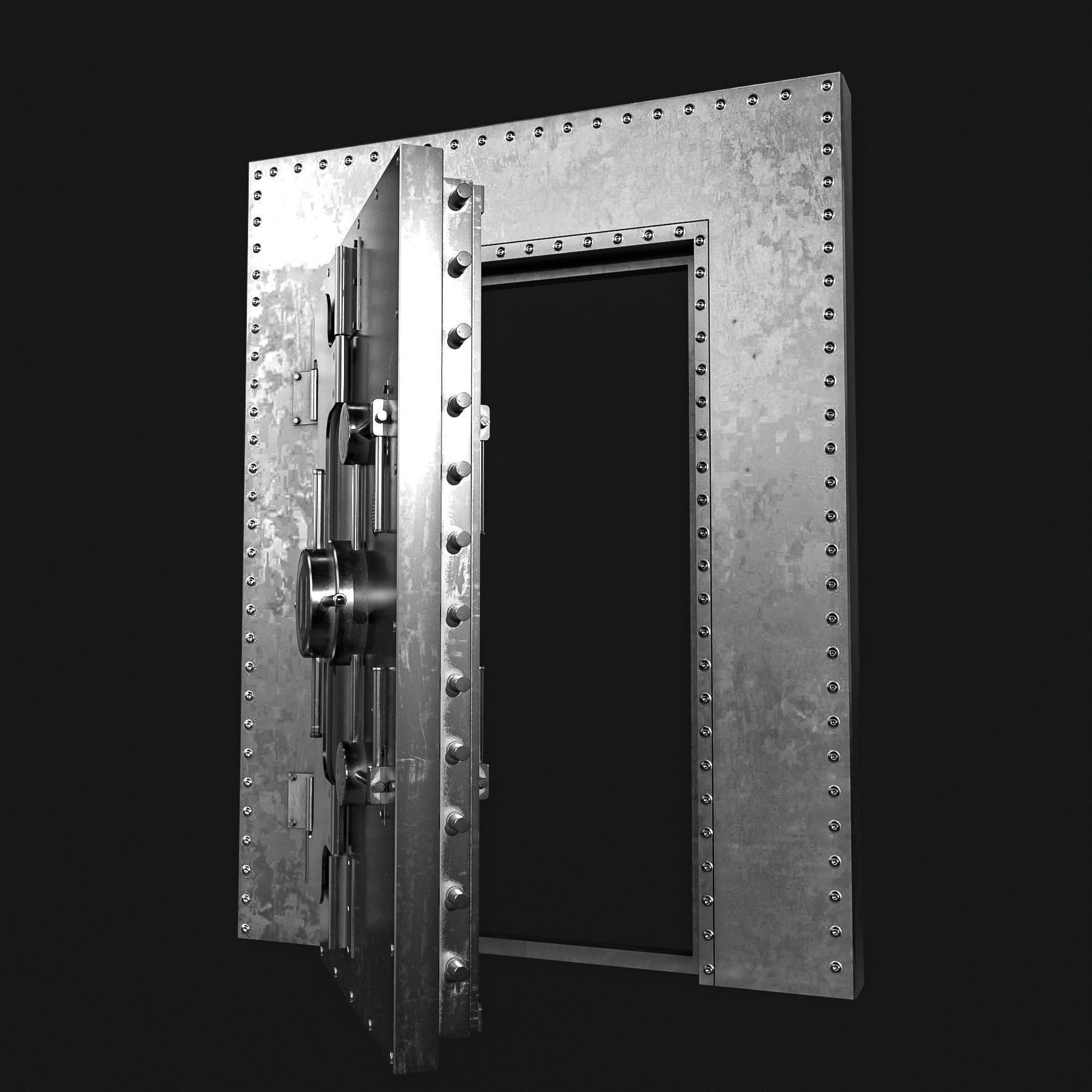 Bank Vault Door Pack Low-poly 3D model_14