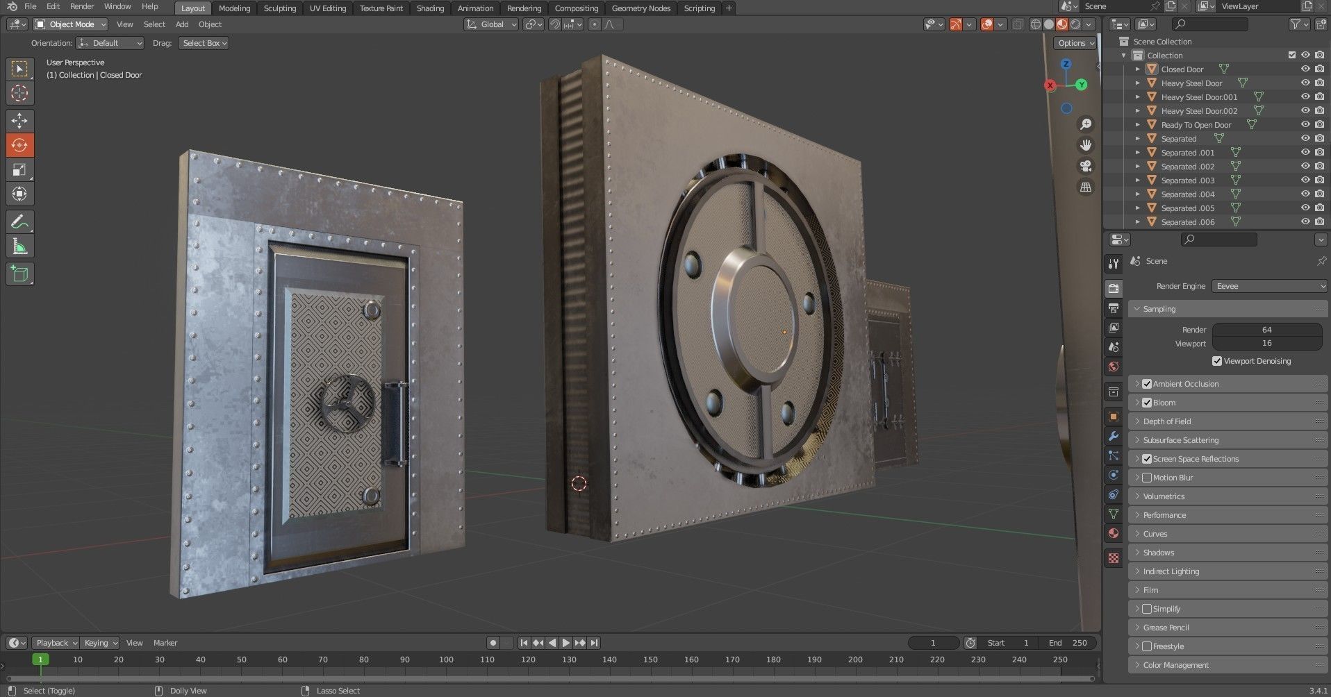 Bank Vault Door Pack Low-poly 3D model_23