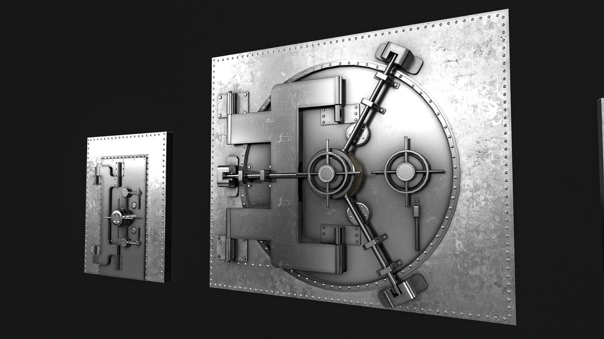 Bank Vault Door Pack Low-poly 3D model_10