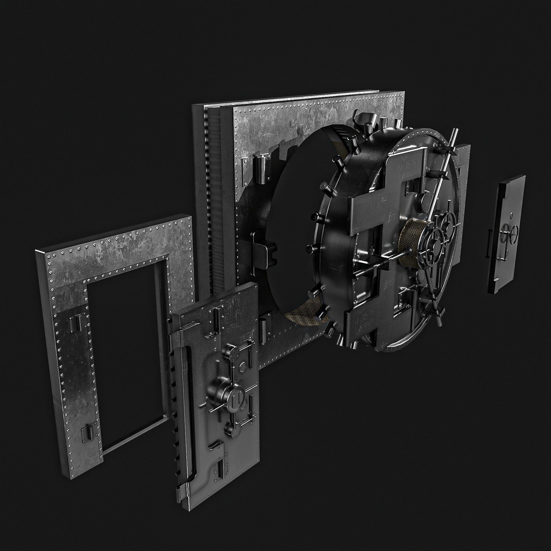 Bank Vault Door Pack Low-poly 3D model_17