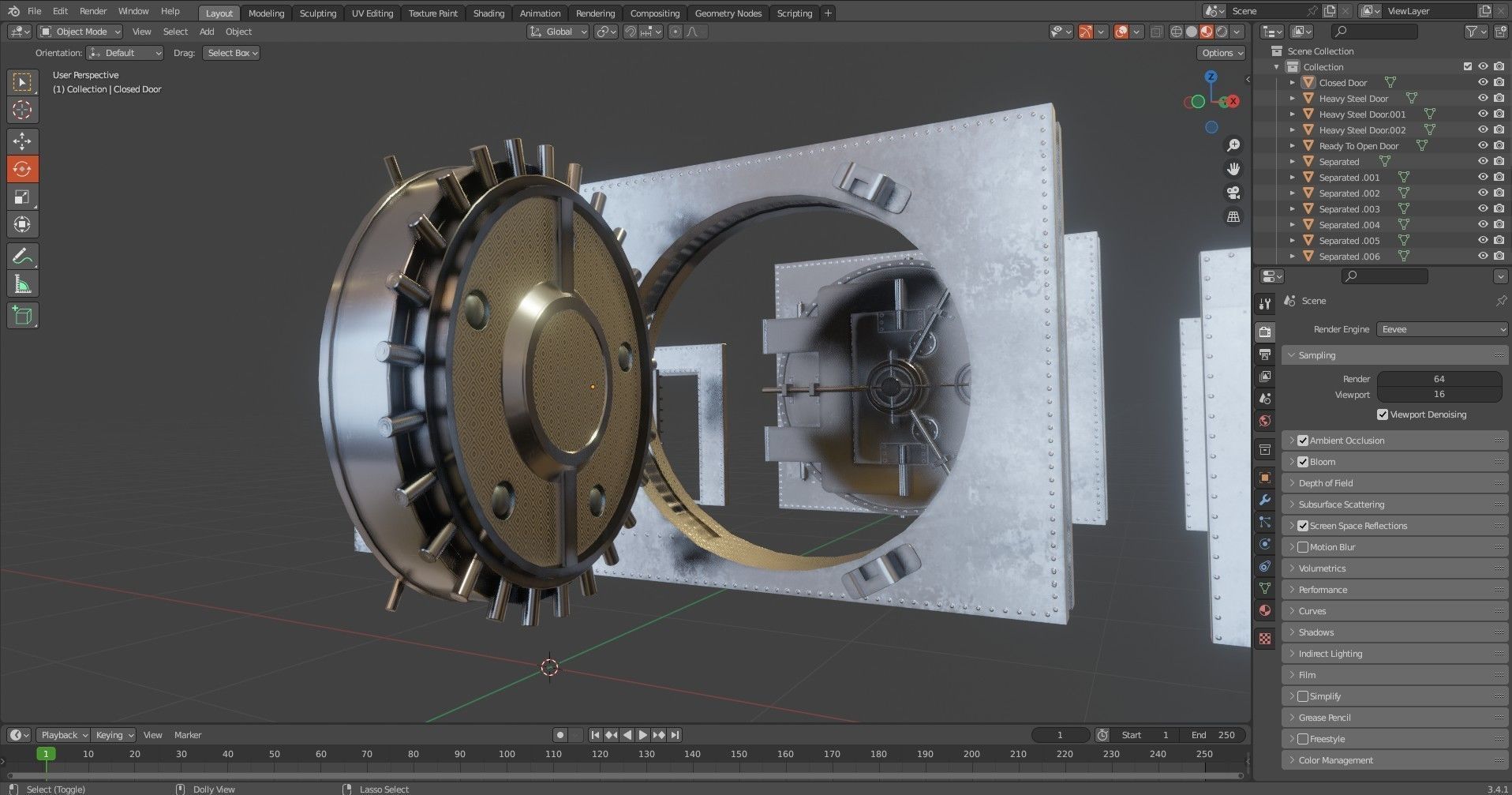 Bank Vault Door Pack Low-poly 3D model_20