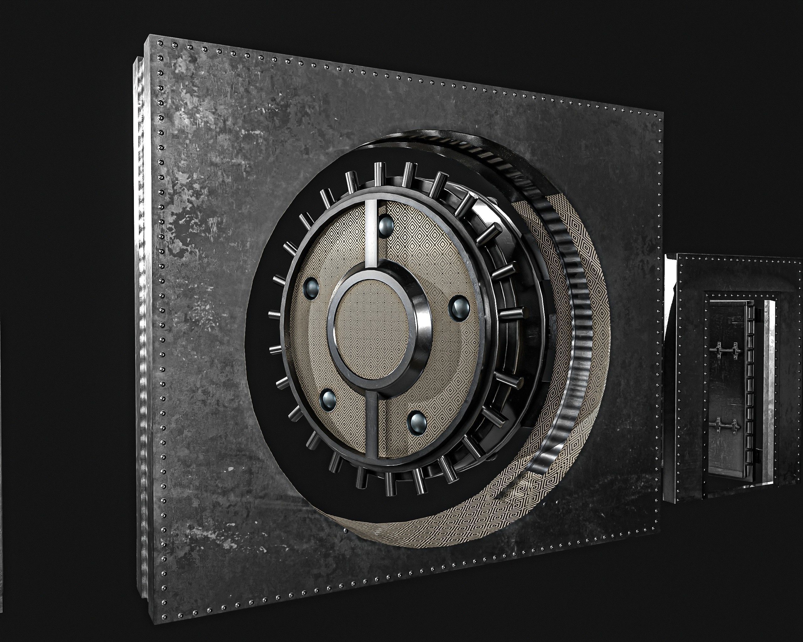 Bank Vault Door Pack Low-poly 3D model_6