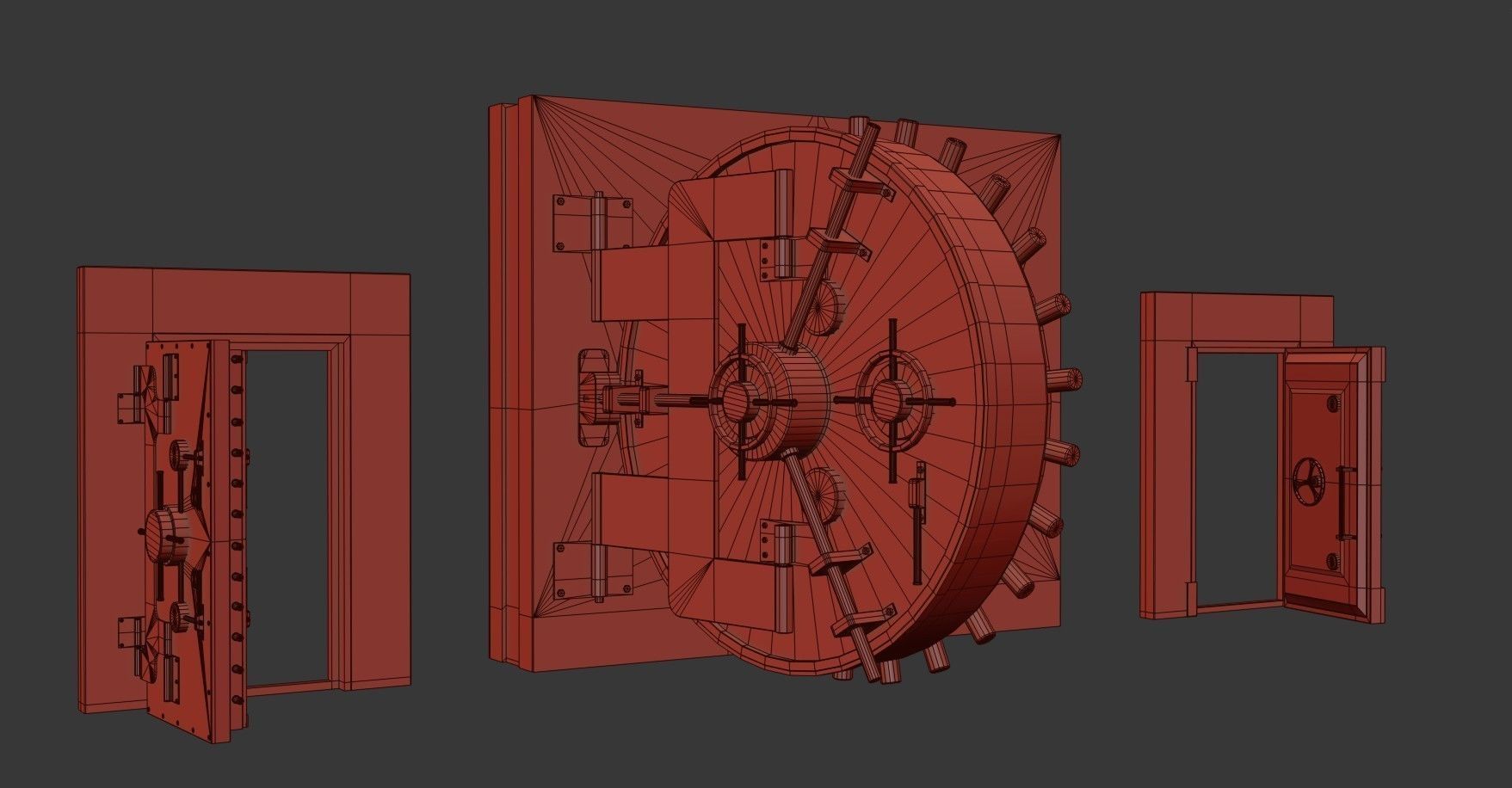 Bank Vault Door Pack Low-poly 3D model_24