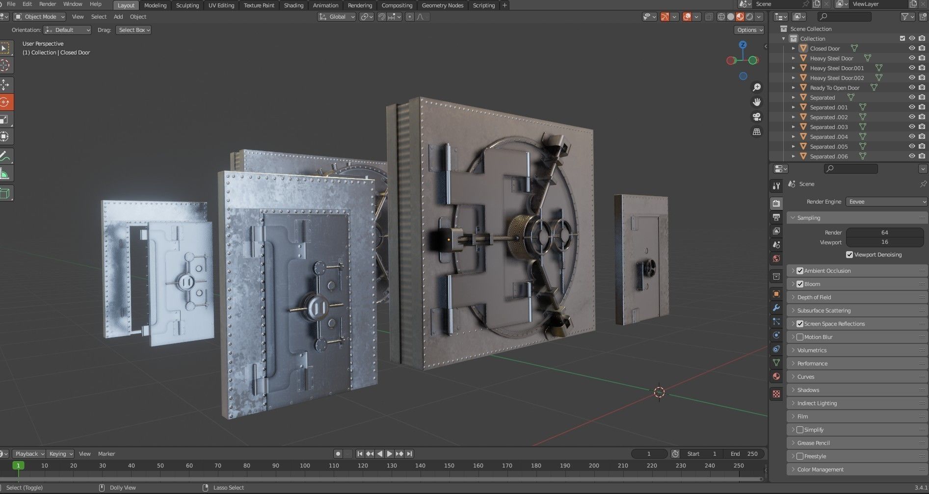 Bank Vault Door Pack Low-poly 3D model_21