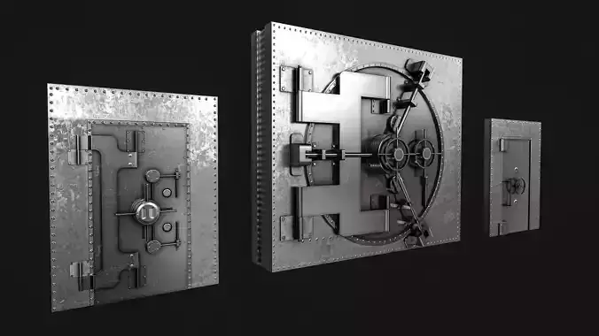 Bank Vault Door Pack Low-poly 3D model