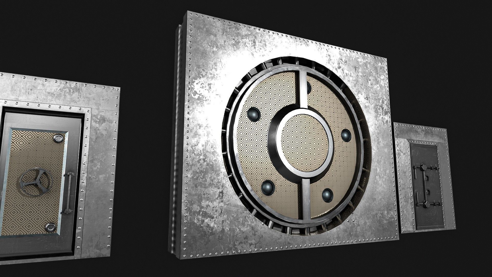Bank Vault Door Pack Low-poly 3D model_9