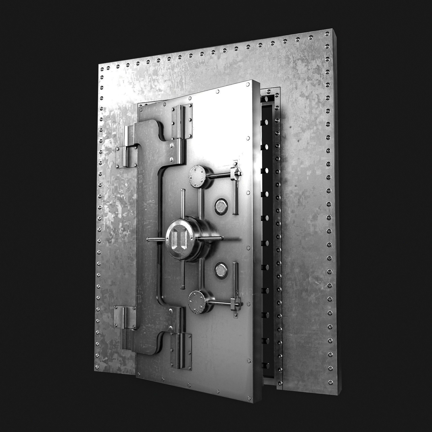 Bank Vault Door Pack Low-poly 3D model_13