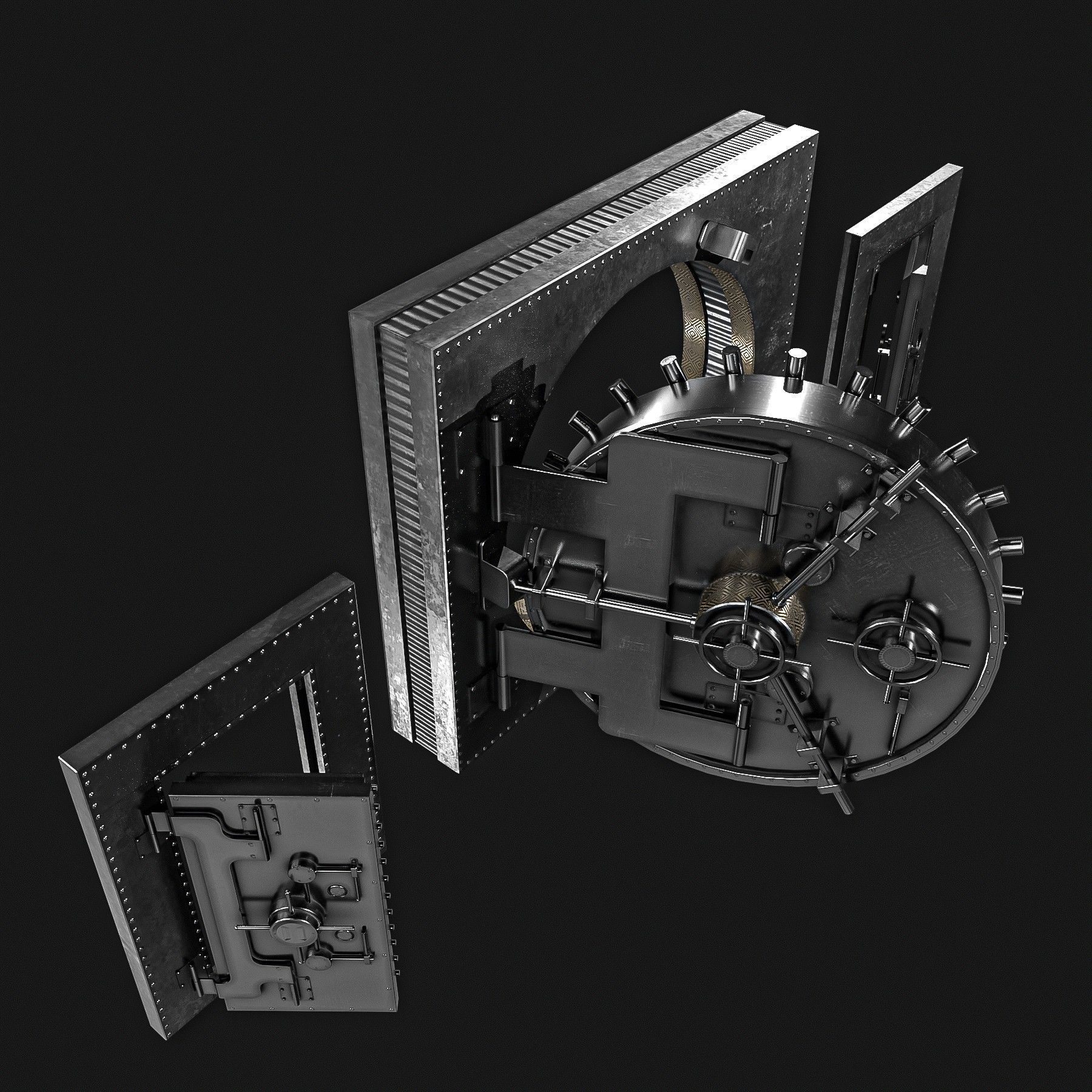 Bank Vault Door Pack Low-poly 3D model_4