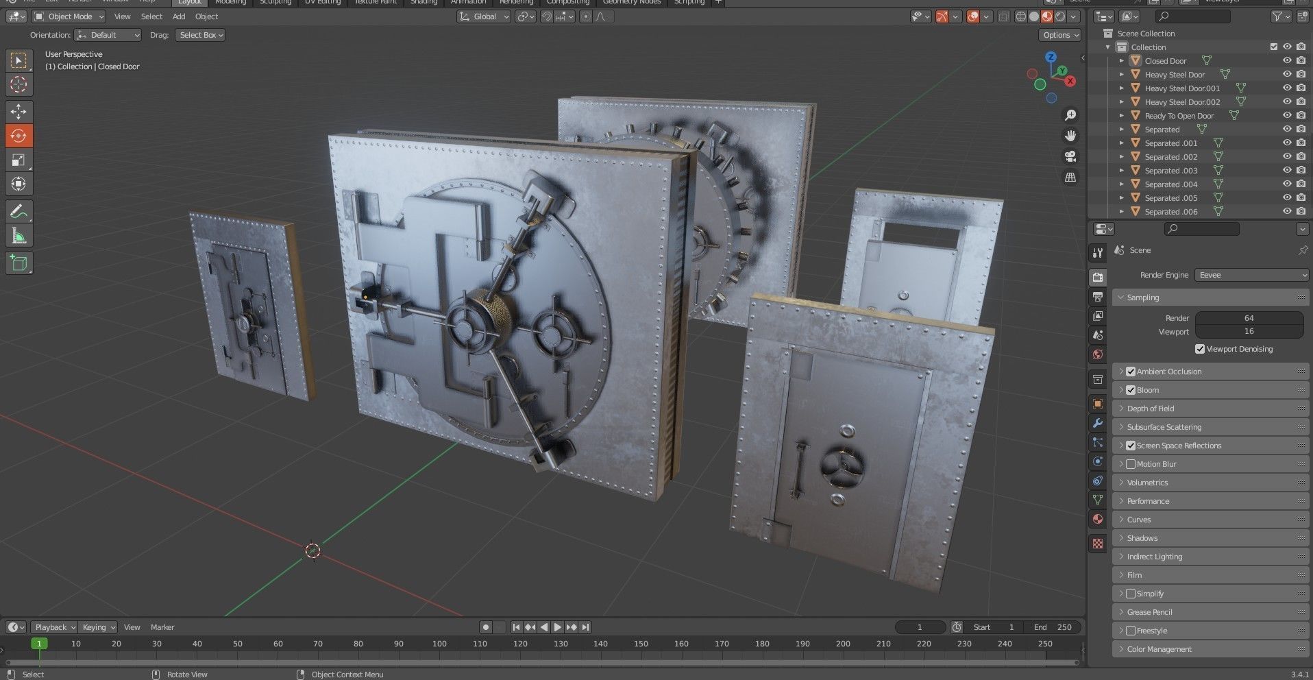 Bank Vault Door Pack Low-poly 3D model_22