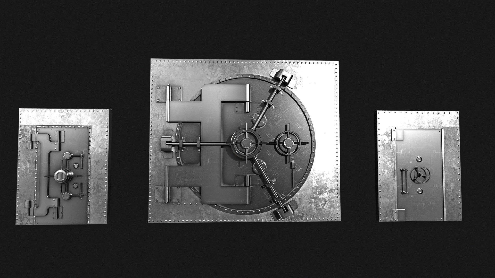Bank Vault Door Pack Low-poly 3D model_8