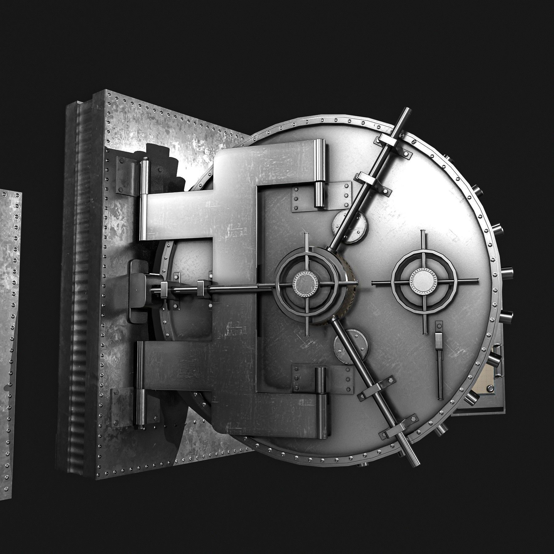 Bank Vault Door Pack Low-poly 3D model_2