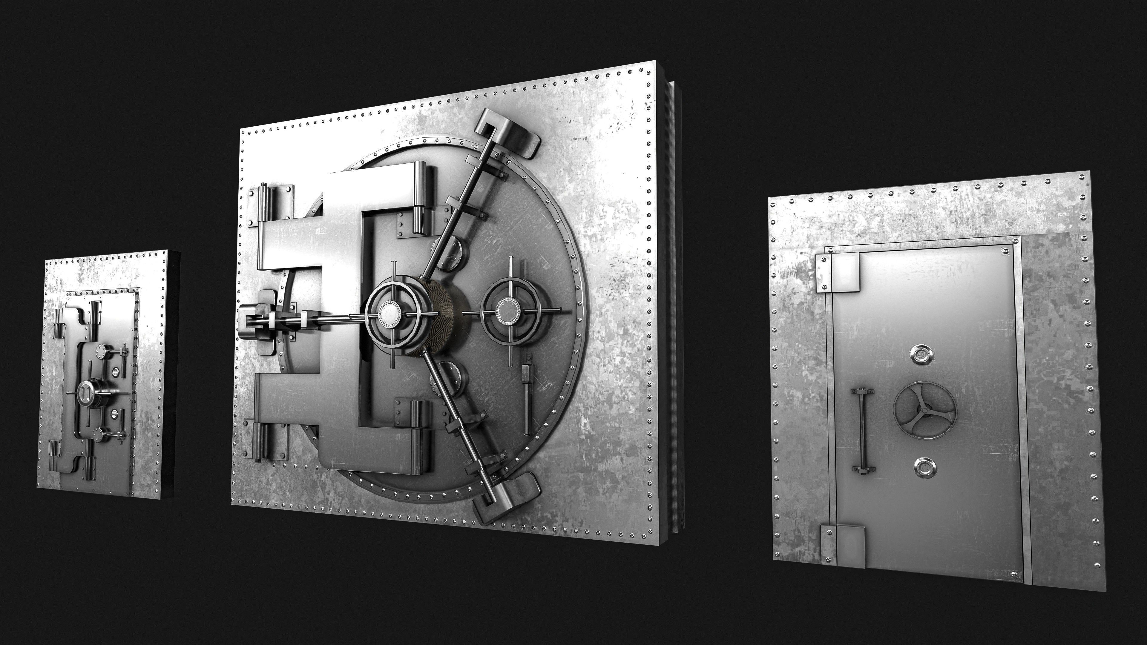 Bank Vault Door Pack Low-poly 3D model_7