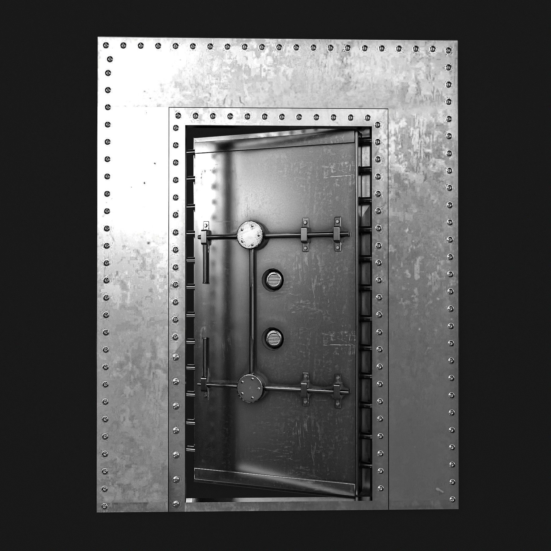 Bank Vault Door Pack Low-poly 3D model_12