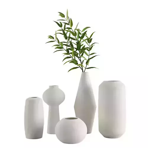 Handmade Brushed Plain White Ceramic Vase