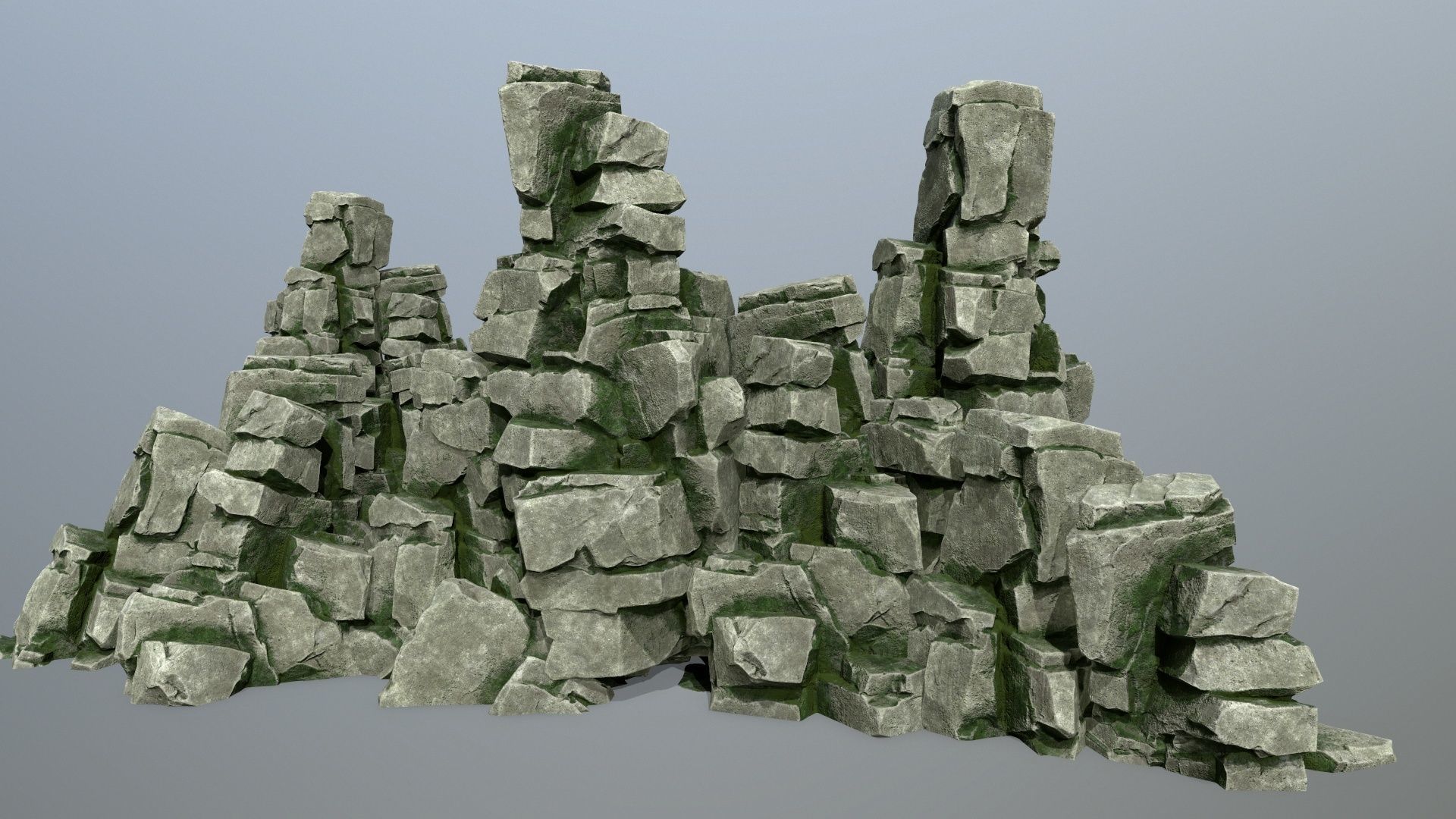 cliff rocks Low-poly 3D model_1