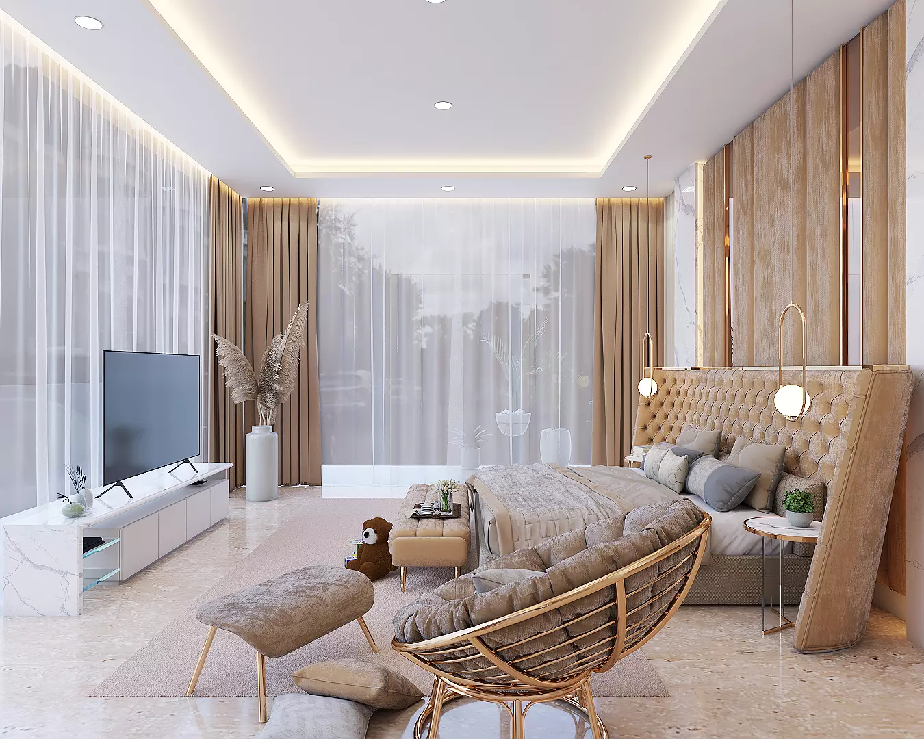 Luxury Gold Bedroom 3D model