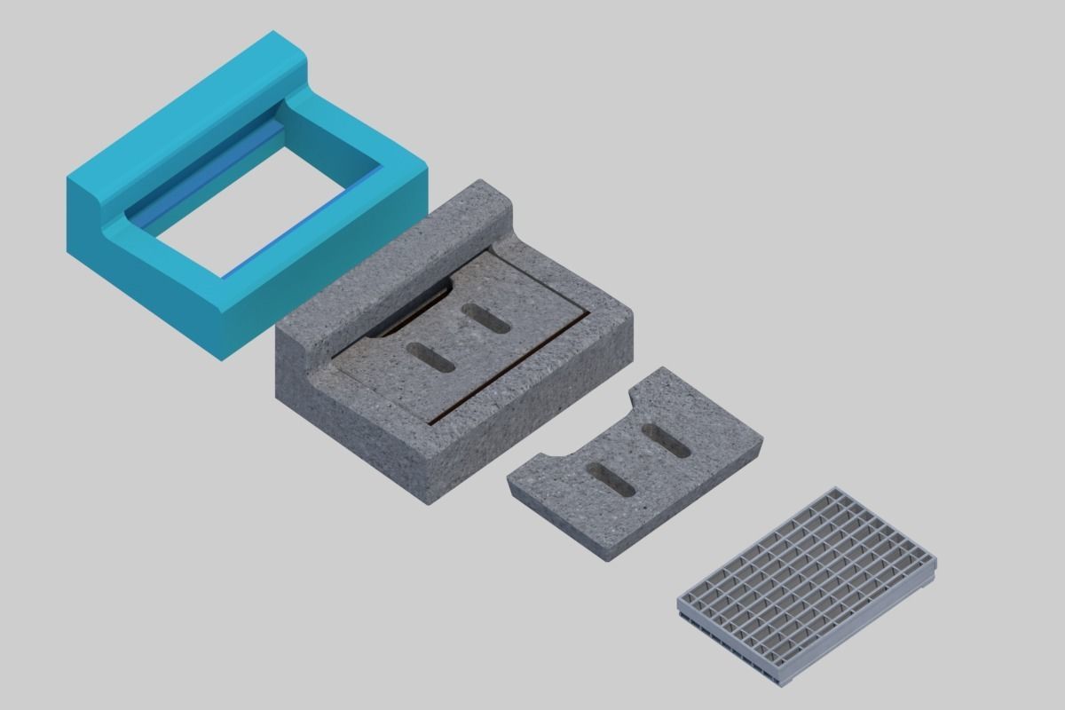 L-shaped side ditch 250B 3D model_3