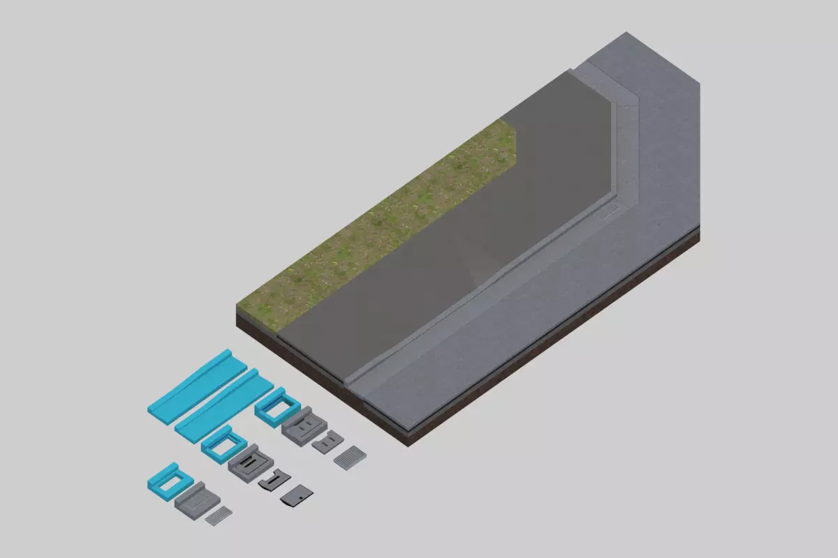 L-shaped side ditch 250B 3D model_0