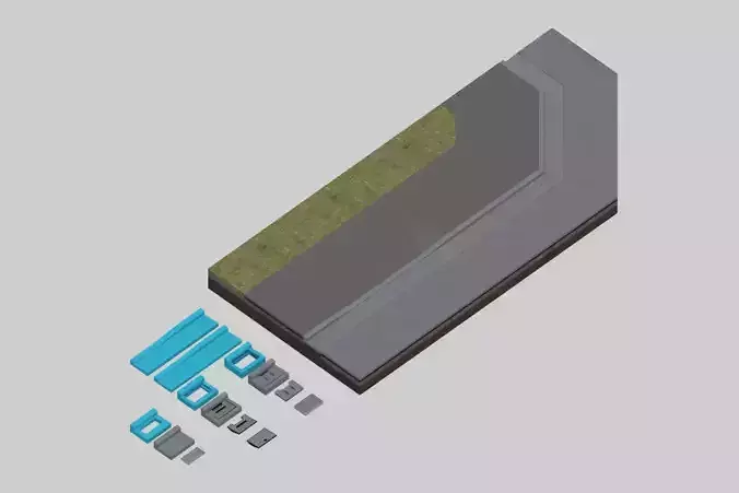 L-shaped side ditch 250B 3D model