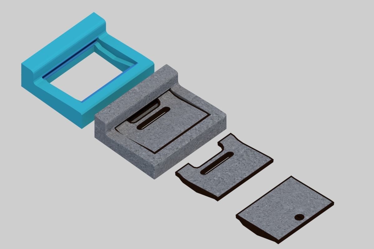 L-shaped side ditch 300 3D model_4