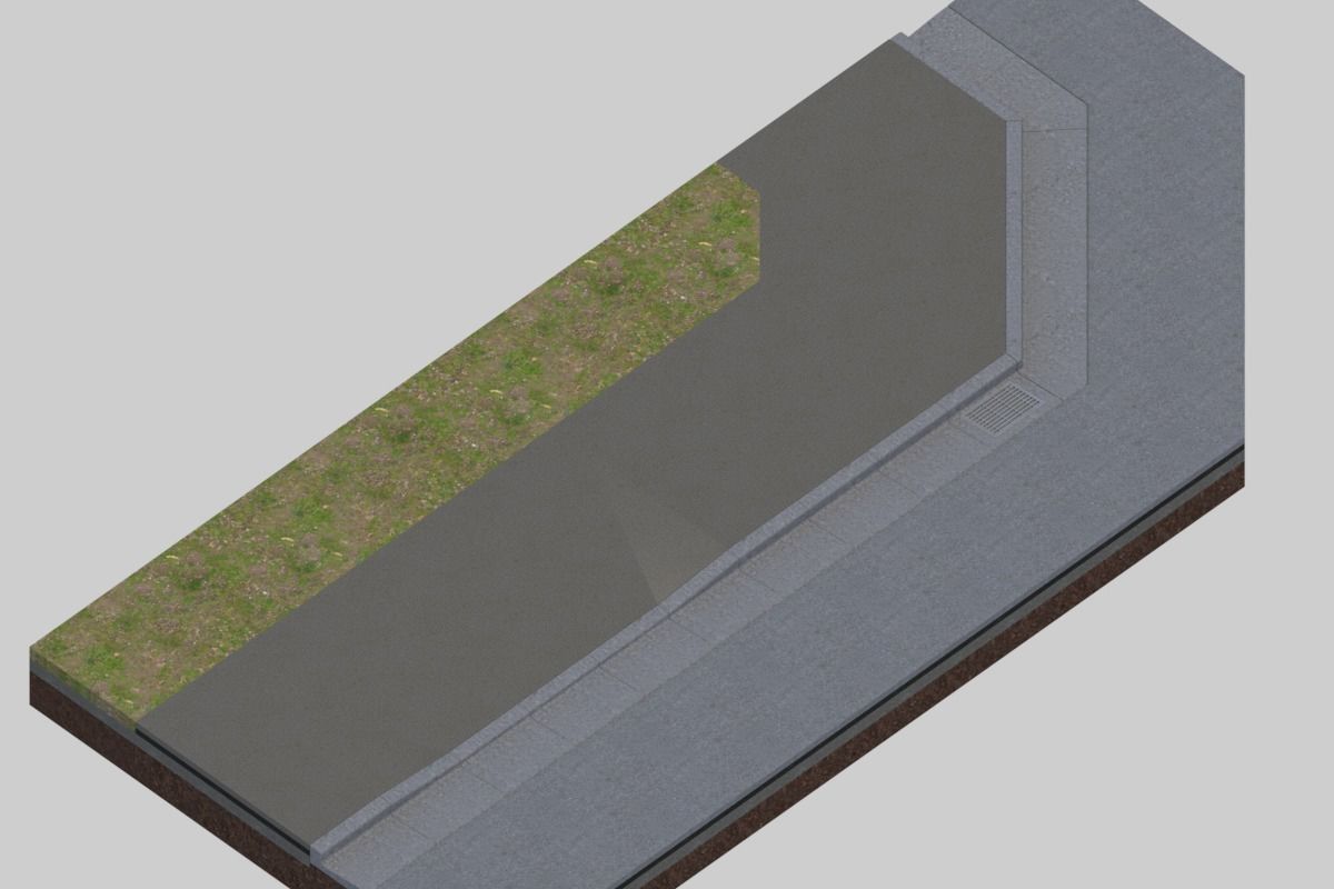 L-shaped side ditch 300 3D model_2