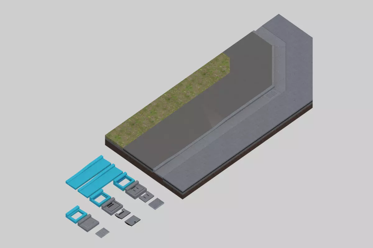 L-shaped side ditch 300 3D model_0