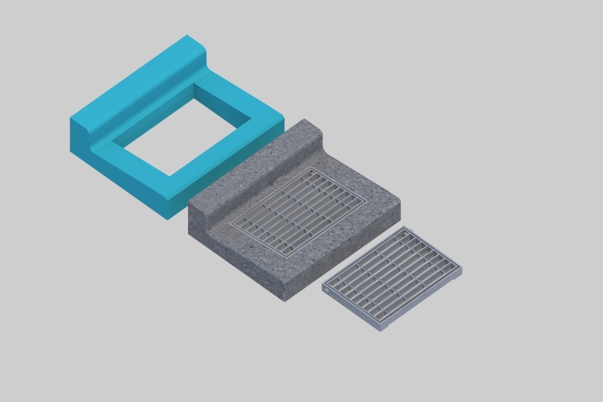 L-shaped side ditch 300 3D model_5