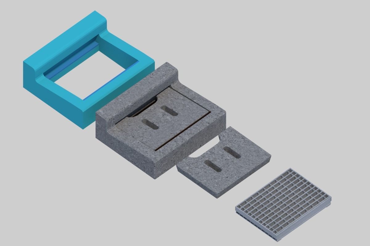 L-shaped side ditch 300 3D model_3