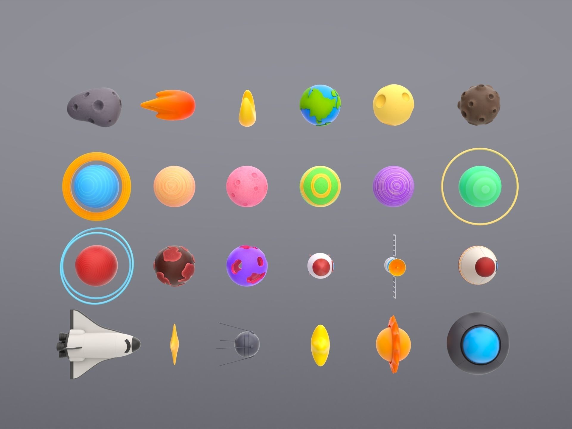 Cartoon Space Pack 3D model_8