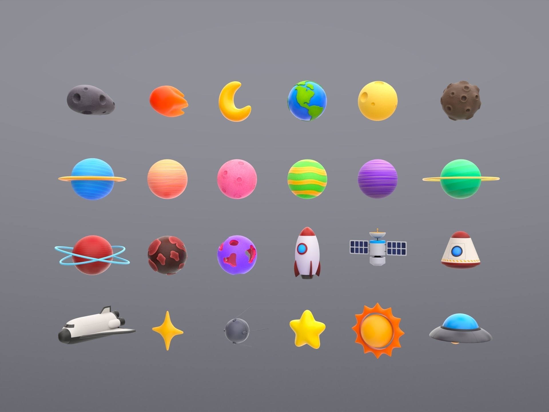 Cartoon Space Pack 3D model_2