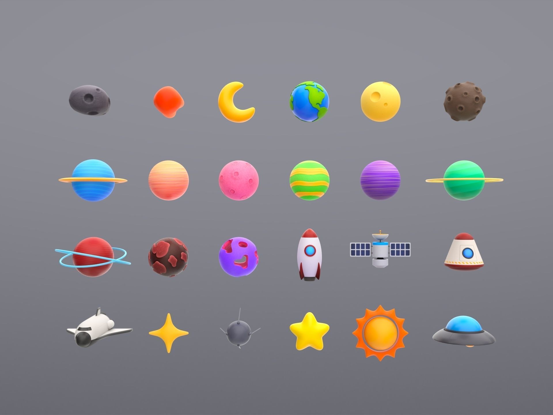 Cartoon Space Pack 3D model_1